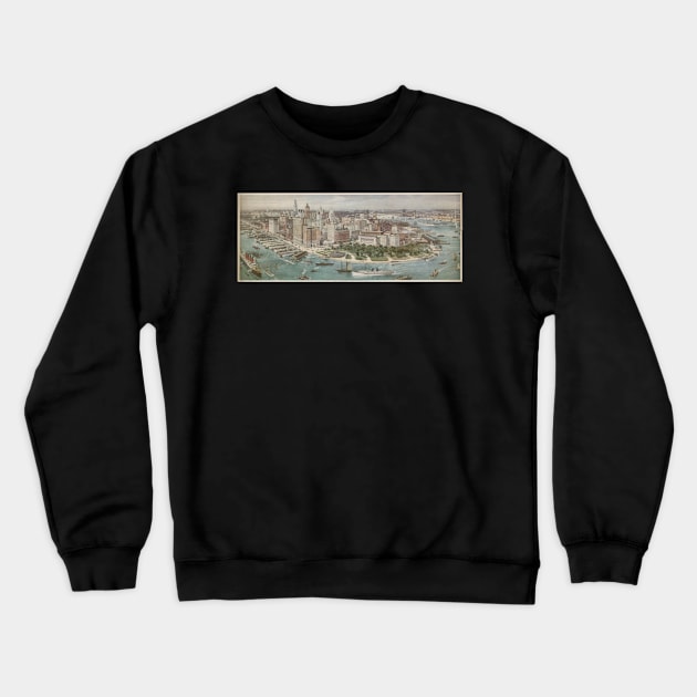 Vintage Pictorial Map of New York City (1914) Crewneck Sweatshirt by Bravuramedia